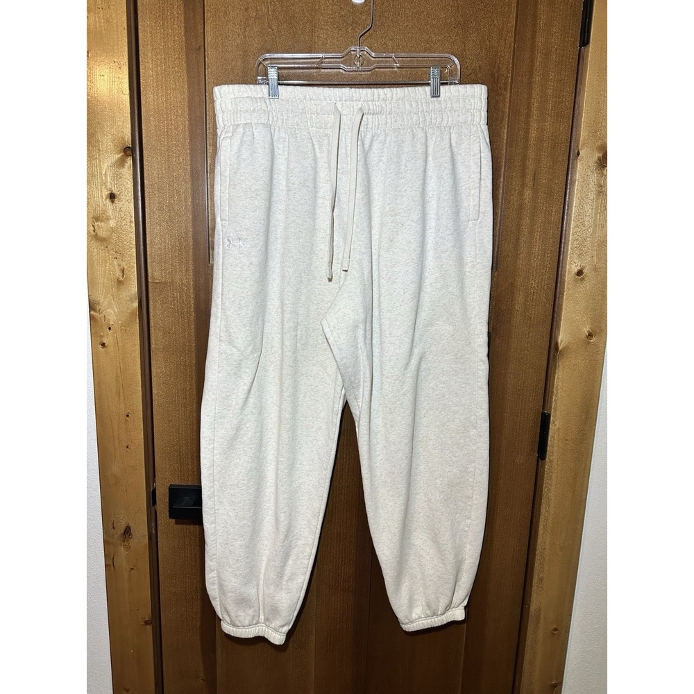 Under Armour Fleece Jogger Sweatpants Cream Beige Women's Plus Size 1X